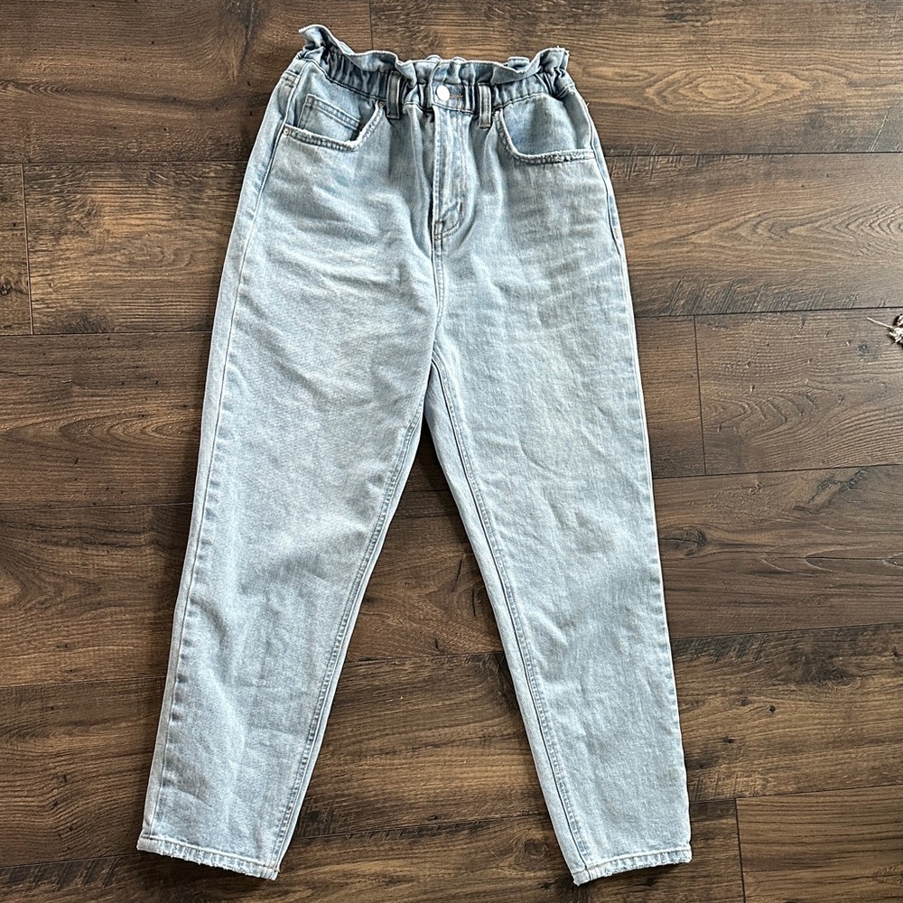 Paperbag Waist Jeans - Light Blue